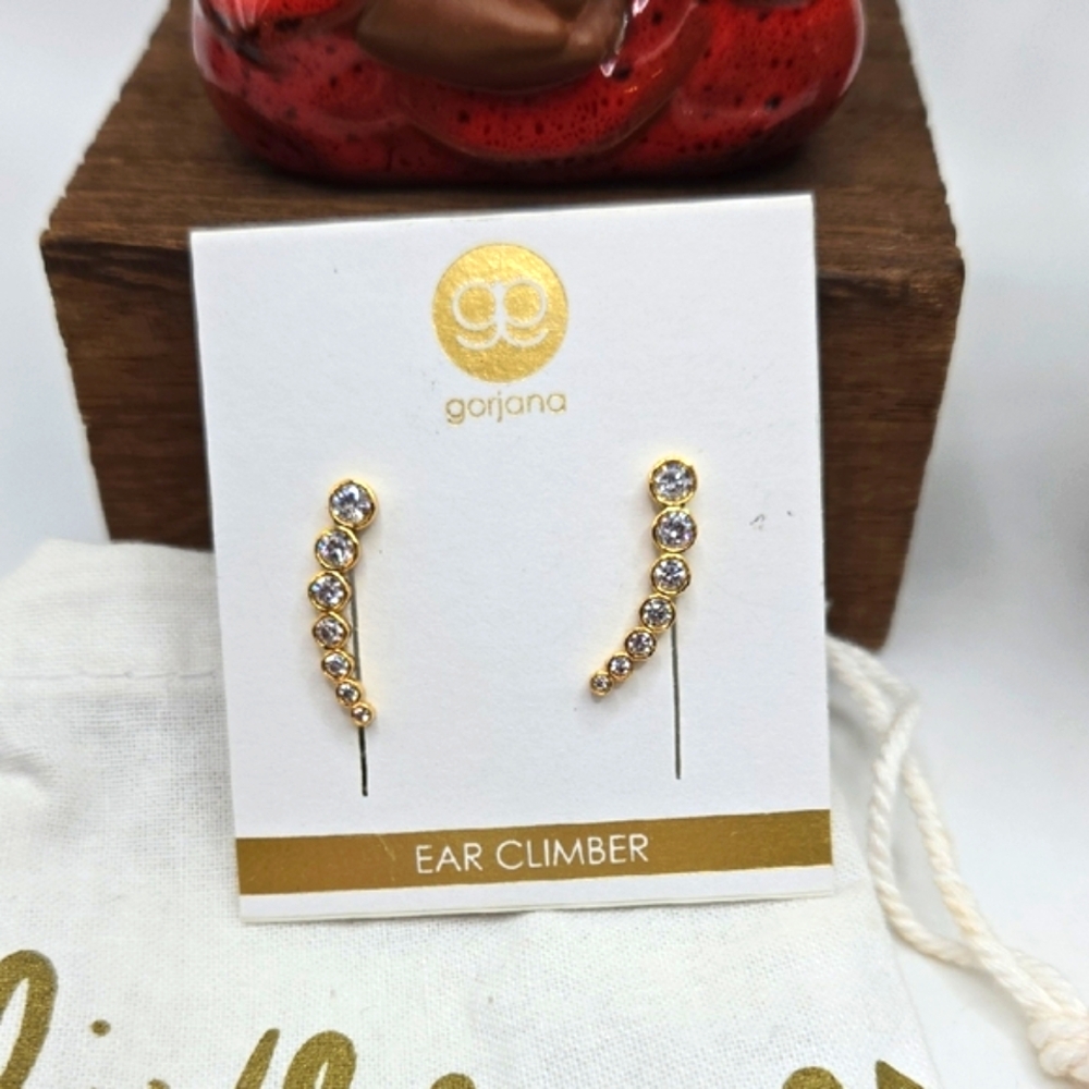 CLEARANCE Gorjana Gold & Crystal Ear Climber Pin Earrings